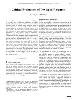 Critical Evaluation of Dry Spell Research