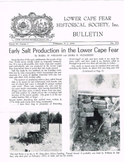 BULLETIN Early Salt Production in the Lower Cape Fear