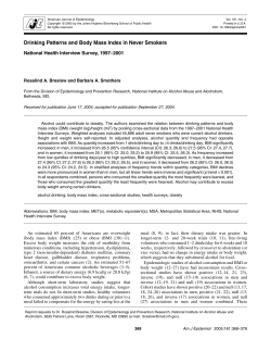 Drinking Patterns and Body Mass Index in