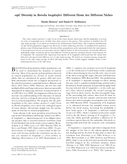 ospC Diversity in Borrelia burgdorferi: Different Hosts Are Different