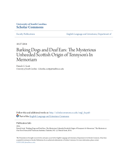 The Mysterious Unheeded Scottish Origin of Tennyson`s In Memoriam