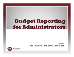 Budget Reporting for Administrators
