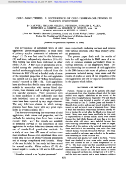 COLD AGGLUTININS. I. OCCURRENCE OF COLD