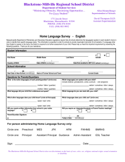 Home Language Survey - Blackstone-Millville Regional School District