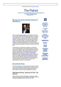 The Patriot &ndash; Summer 2015 - Sons of the Revolution in the State of