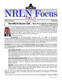 The NRLN Clarion Call &hellip; New Precedent on Pensions