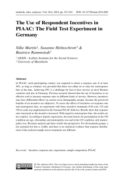 The Use of Respondent Incentives in PIAAC: The Field Test