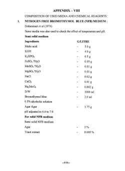 APPENDIX-VIII COMPOSITION OF USED MEDIA AND CHEMICAL