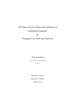 The Place of Lyric: Ethics and Aesthetics in Australian Ecopoetics