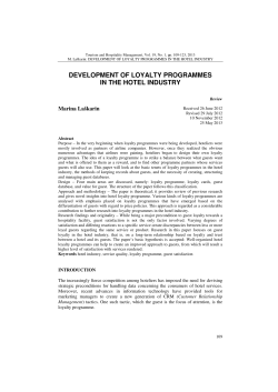 development of loyalty programmes in the hotel industry