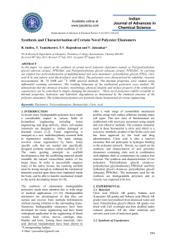 Synthesis and Characterisation of Certain Novel Polyester Elastomers