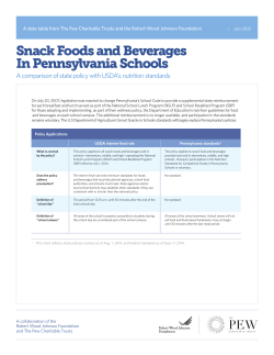 Snack Foods and Beverages In Pennsylvania Schools