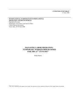 MANAGING LABOR MIGRATION: TEMPORARY WORKER