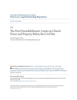 The First Disestablishment: Limits on Church Power and Property