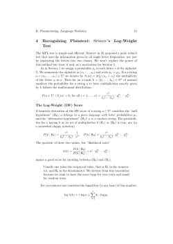 4 Recognizing Plaintext: Sinkov`s Log-Weight Test - staff.uni