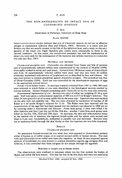 358 THE NON-ANTIGENICITY OF INTACT OVA OF T. SUN PLATE