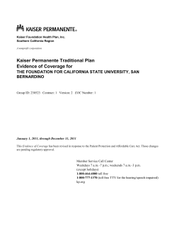 Kaiser Permanente Traditional Plan Evidence of Coverage for