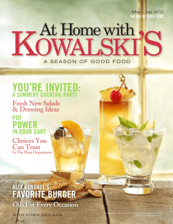 May - Jul 2013 - Kowalski`s Markets