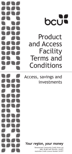Product and Access Facility Terms and Conditions