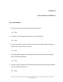 Chapter 02 Cost Concepts and Behavior