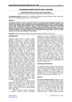 plasmodium infection in man: a review