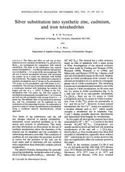 Silver substitution into synthetic zinc, cadmium, and iron tetrahedrites