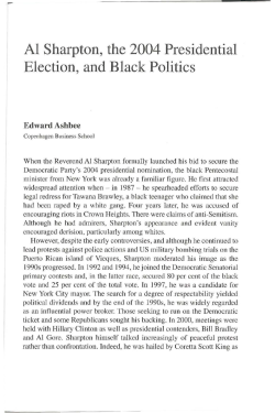 Al Sharpton, the 2004 Presidential Election, and Black Politics