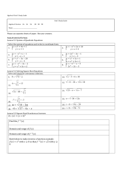 21. ( ) = ( + 4) Find the ( ) Domain and range of
