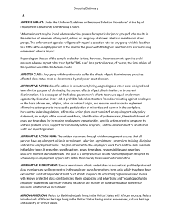 Diversity Dictionary A ADVERSE IMPACT: Under the `Uniform