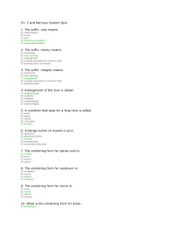 Ch. 3 and Nervous System Quiz 1. The suffix