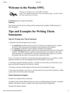 Purdue OWL thesis