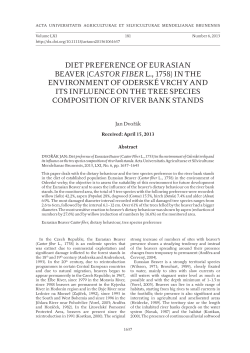 DIET PREFERENCE OF EURASIAN BEAVER (CASTOR FIBER L