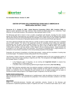 EXETER OPTIONS GOLD PROPERTIES FROM ANGLO AMERICAN