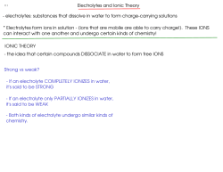 Electrolytes and Ionic Theory - electrolytes: substances that dissolve