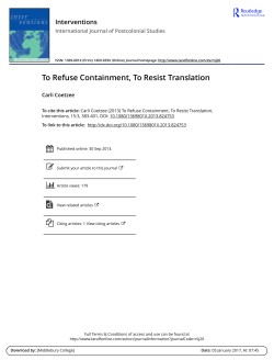 to refuse containment, to resist translation