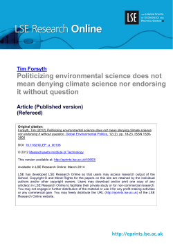 Politicizing environmental science does not mean denying climate