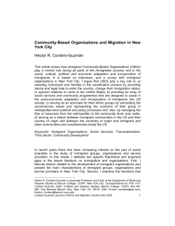 Community Based Organizations and Migration in New York City