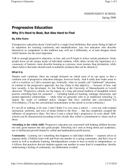 Progressive Education - Foundations for the Future