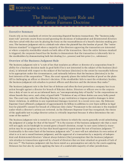 The Business Judgment Rule and the Entire Fairness Doctrine