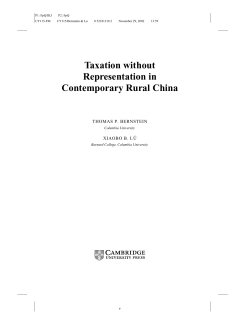 Taxation without Representation in Contemporary Rural China