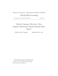 Online Consumer Reviews: Does Negative Electronic Word