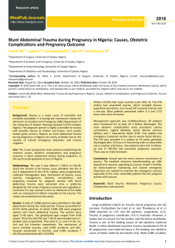 Blunt Abdominal Trauma during Pregnancy in Nigeria: Causes