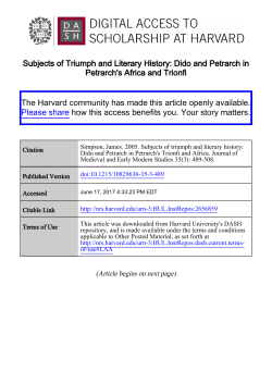 Subjects of Triumph and Literary History: Dido and Petrarch in