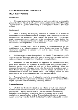 EXPENSES AND FUNDING OF LITIGATION MULTI