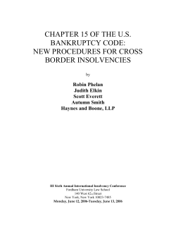 New Procedures for Cross Border Insolvencies