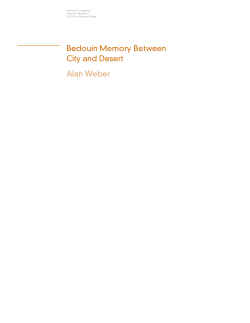 Bedouin Memory Between City and Desert Alan Weber