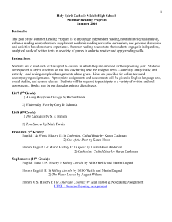 Summer Reading Rationale Assignments 2016
