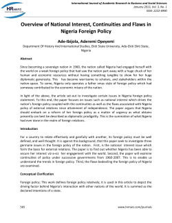 Overview of National Interest, Continuities and Flaws in Nigeria