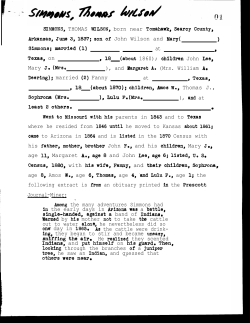 SIMMONS, THOMAS WILSON, born near Tomahawk$ Searcy
