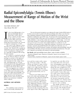 Radial Epicondylalgia (Tennis Elbow): Measurement of Range of